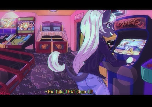 Commission- Late night Arcade [Background Comp done by me, Sketch done by Smidg3n]
